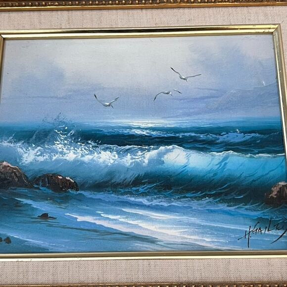 Howard Gailey Original Oil On Canvas Seascape Waves Framed Painting Signed - Picture 5 of 16